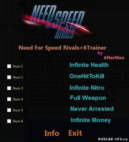 Трейнер +6 для Need for Speed: Rivals (All Versions)